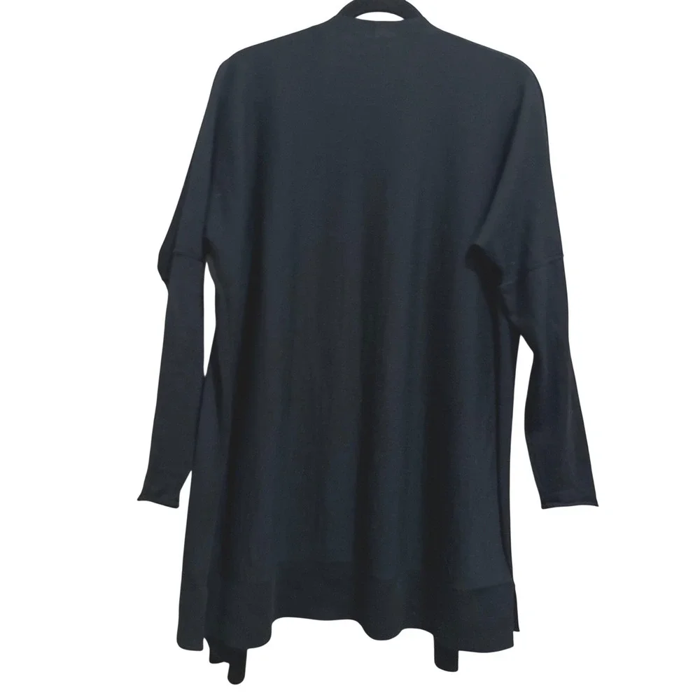 J.Crew Black 100% Merino Wool Open Front Longline Cardigan Sweater J0188 Medium